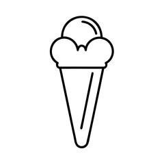 Simple black and white outline illustration of a delicious ice cream cone treat