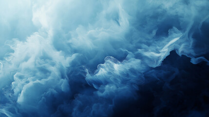 This picture shows a deep blue smoke slowly flowing in the air, creating a mysterious and peaceful atmosphere.