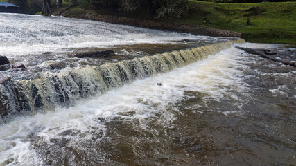 Close up of the water flowing at the river.