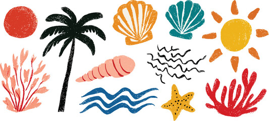  set of summer icon on white background .