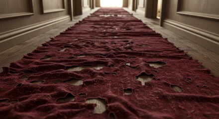 Damaged Red Carpet in a Hallway