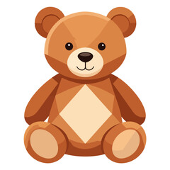 Fototapeta premium Cartoon teddy bear with brown fur sitting with a light beige diamond on its chest and visible paws