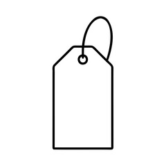 Simple outlined price tag or label with blank space for information against white background