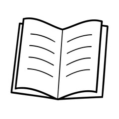 Simple open book illustration with black outline perfect for educational or learning concepts.
