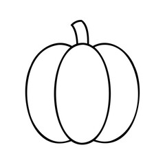 Simple black and white outline illustration of a pumpkin for autumn season and thanksgiving