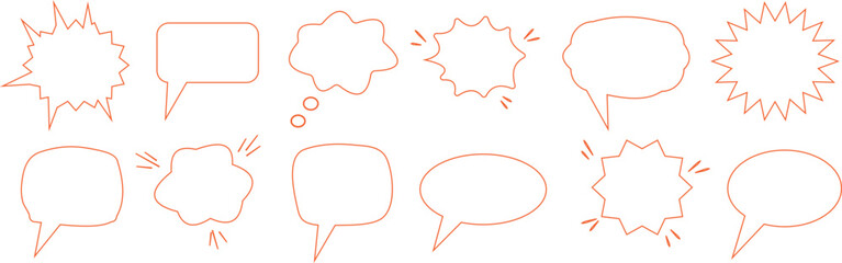 Set of comment speech bubble on orange background. Chat message speech bubble