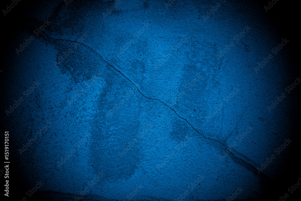 Poster Old wall pattern texture cement blue dark abstract  blue color design are light with black gradient background.