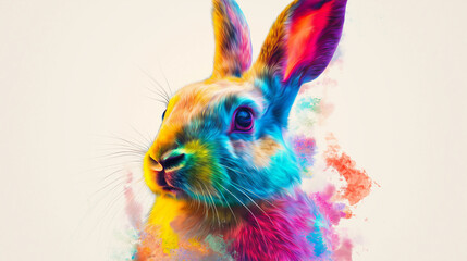 Abstract animal rabbit portrait with colorful