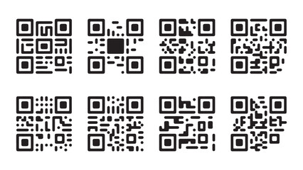 Fototapeta premium A grid showcasing various QR codes in a clean, modern design.