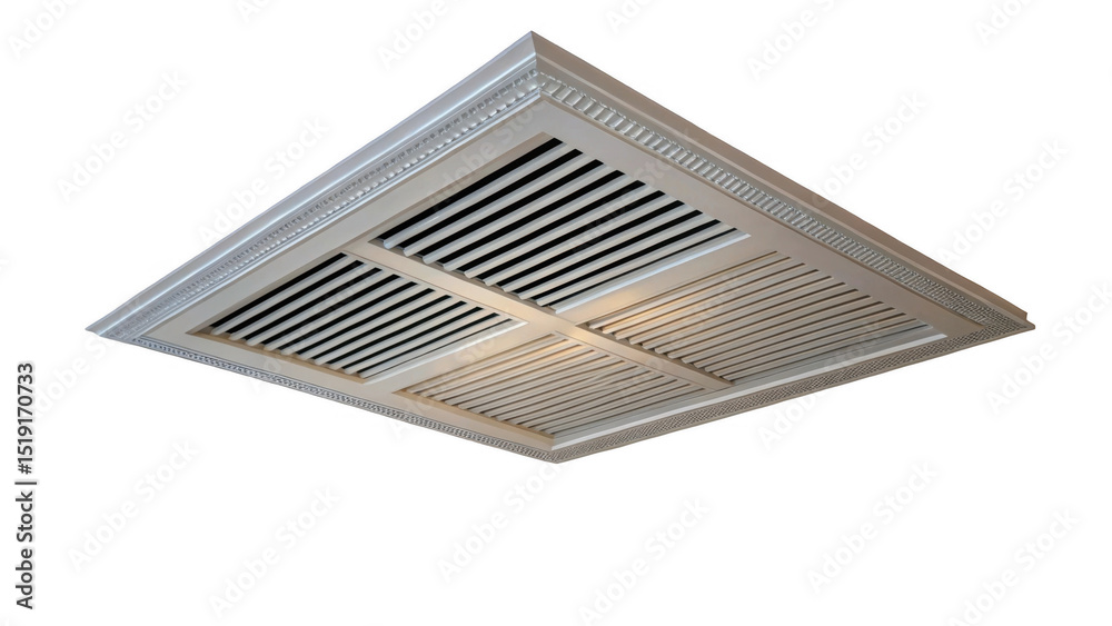 Poster white ceiling air vent diffuser isolated on a transparent background, enhancing air circulation and 