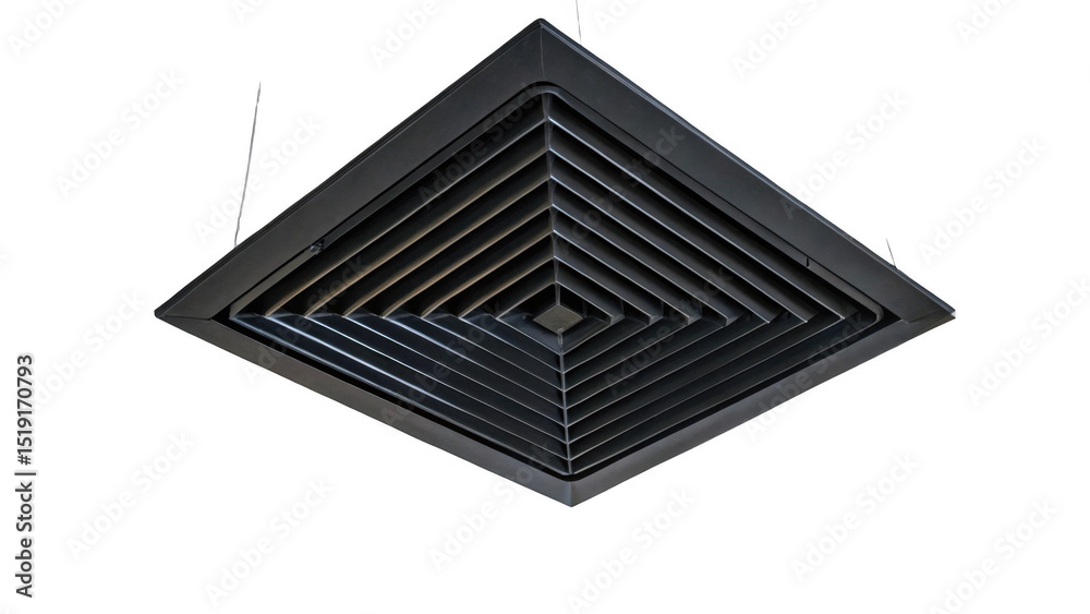 Aufkleber Modern square ceiling air vent diffuser isolated on transparent background, providing efficient airflow and climate control in a contemporary architectural setting