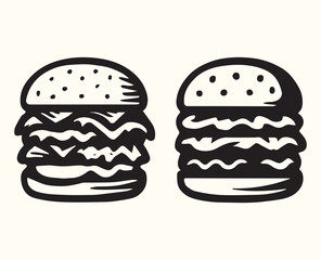 Cute burger vector silhouette collection big set