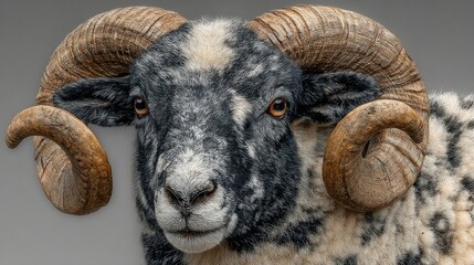 Naklejka premium Sahelian ram with black and white coat, isolated on neutral background