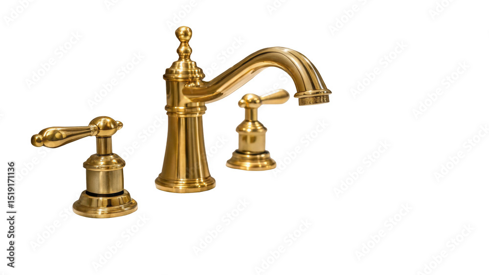 Aufkleber gold faucet and handles isolated on transparent background, creating a luxurious and elegant design 