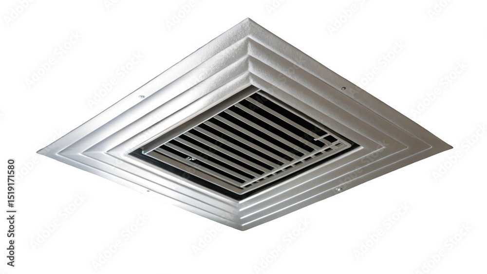 Aufkleber Modern square ceiling diffuser efficiently distributing airflow in a building, featuring a sleek design and transparent background for seamless integration into architectural projects
