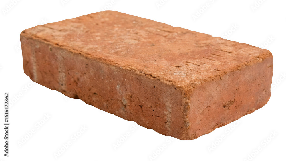 Poster Red clay brick isolated on transparent background, perfect for construction and building projects, showcasing its rough texture and rectangular shape