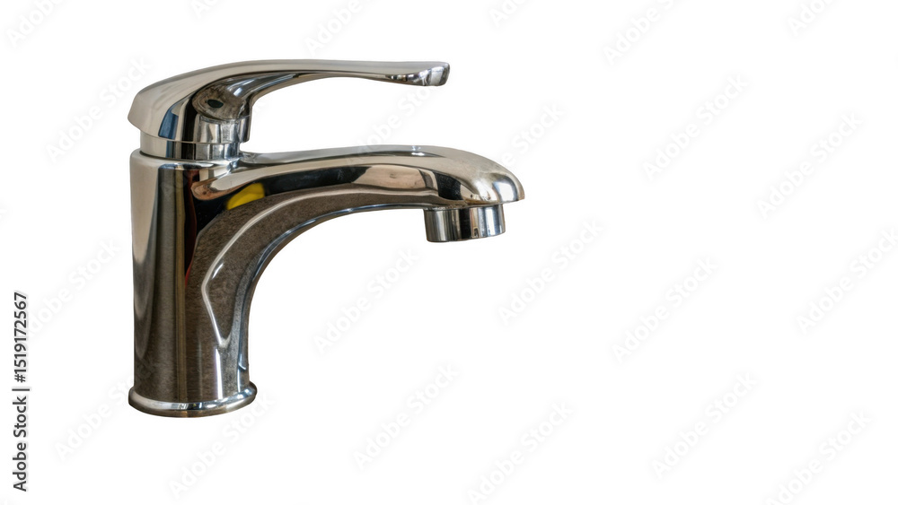 Aufkleber Modern chrome faucet isolated on transparent background, ready to be incorporated into various design projects, offering versatility and a touch of elegance