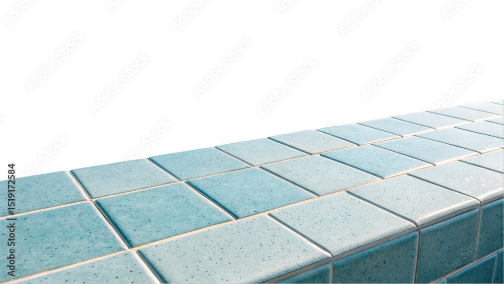 Aufkleber Turquoise blue tiles creating a clean, empty surface, ideal for showcasing products or designs with its transparent background, offering versatile usage in various projects