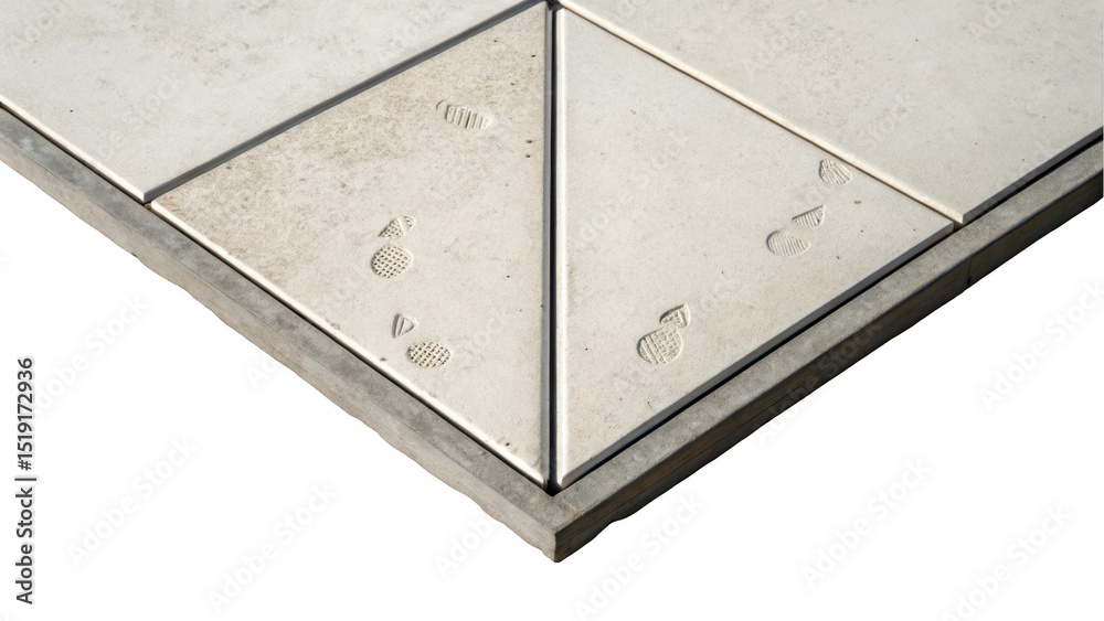 Poster Tactile paving featuring footprints and directional arrows enhances accessibility and safety for visually impaired individuals navigating urban spaces