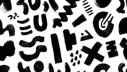 Bold Brush Stroke Geometric Shapes Abstract Seamless Pattern