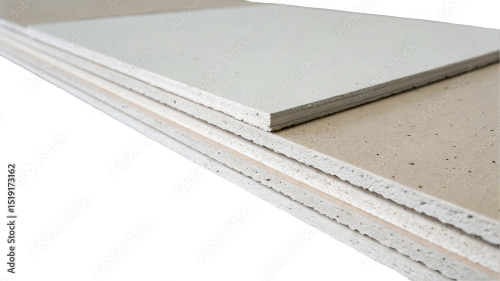 Aufkleber stacks of plasterboard or drywall reveal their layered structure and varied surface colors against a