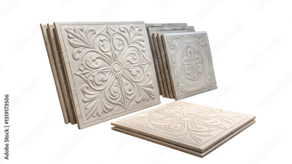 Poster elegant decorative wall panels featuring intricate floral patterns and ornate designs, displayed on 