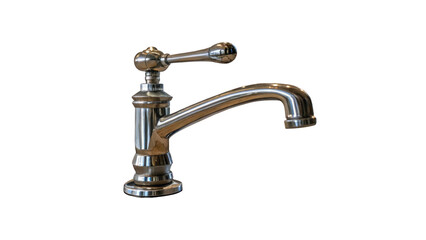 Classic chrome faucet with transparent background, showcasing its elegant design and functionality, ideal for interior design and home improvement projects