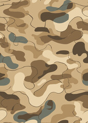 Abstract Camouflage Seamless Pattern Beige, Brown, and Grey Hues