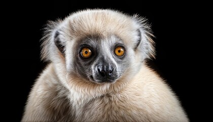 Obraz premium Albino White Sifaka in a Moonlit Tropical Forest, Glowing Ethereally Beneath Lush Canopies and Vibrant Bioluminescent Flora, Capturing the Mystique of Madagascars Enchanted Rainforest.