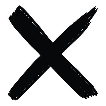 Black X Drawn in Brushstroke Style