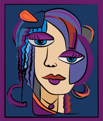 Colorful background, cubism art style,abstract portrait