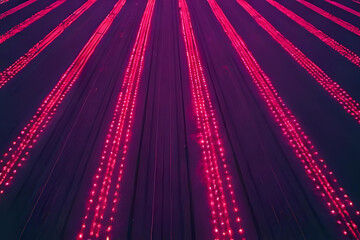 Organised agricultural fields showing geometry and symmetry from above - Drone view of farmland with neon pink color and light