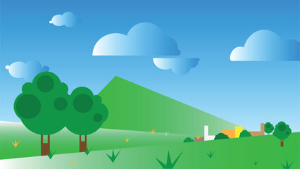 Fototapeta premium landscape with trees and clouds 