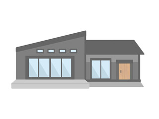 平屋  家  建物  イラスト