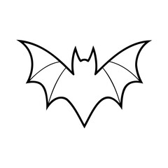 Simple black and white illustration of a bat for halloween decorations or design projects