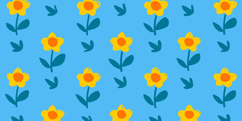 Vibrant Yellow Flower Seamless Pattern Spring Floral Design for Textile, Wallpaper, and Fabric