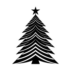 Obraz premium Minimalist black and white christmas tree illustration with star symbol for holiday design
