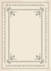Elegant Decorative Frame Border Design Vintage Floral Pattern for Invitations, Certificates, and More