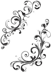 Elegant Black and White Swirl Design Decorative Flourishes for Invitations, Cards, and More