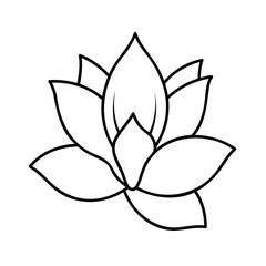 Fototapeta premium Elegant black and white lotus flower outlined vector design for meditation and spirituality