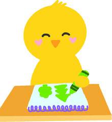 Chick Drawing with Crayon – Cute Art Sticker