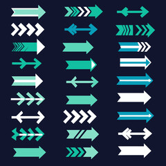 Collection of Teal and White Directional Arrows Vector Icons and Signs