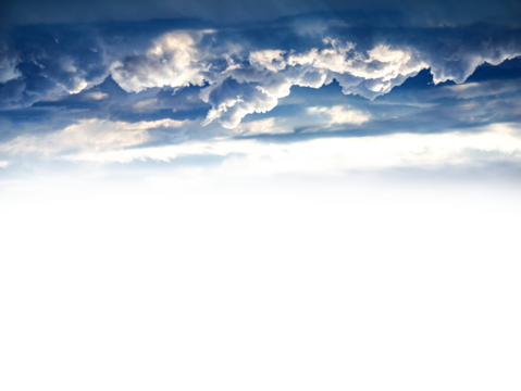 Dramatic cloudscape over dark horizon scenic sky nature photography clouds, blue sky on transparent background