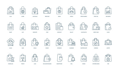 collection shopping bag icons uniquely themed elements