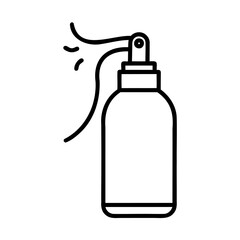 Simple outline illustration of a spray bottle emitting mist for various uses and applications
