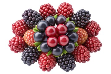 Assorted berries arrangement isolated on white background