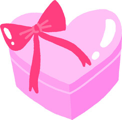 Pink Heart-Shaped Gift Box with Ribbon – Cute Love Sticker Illustration