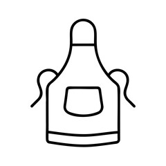 Simple linear illustration of a kitchen apron with pocket and shoulder straps in black