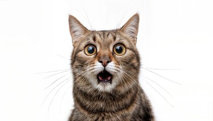 Humorous Feline Emanating Excitement Angry and Surprised Cat on Transparent Backdrop, Showcasing Playful Expression, Perfect for Digital Art, Home Decor, or Design Inspiration.