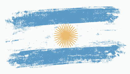 Grunge Style Argentinian Flag Abstract Brushstroke Design